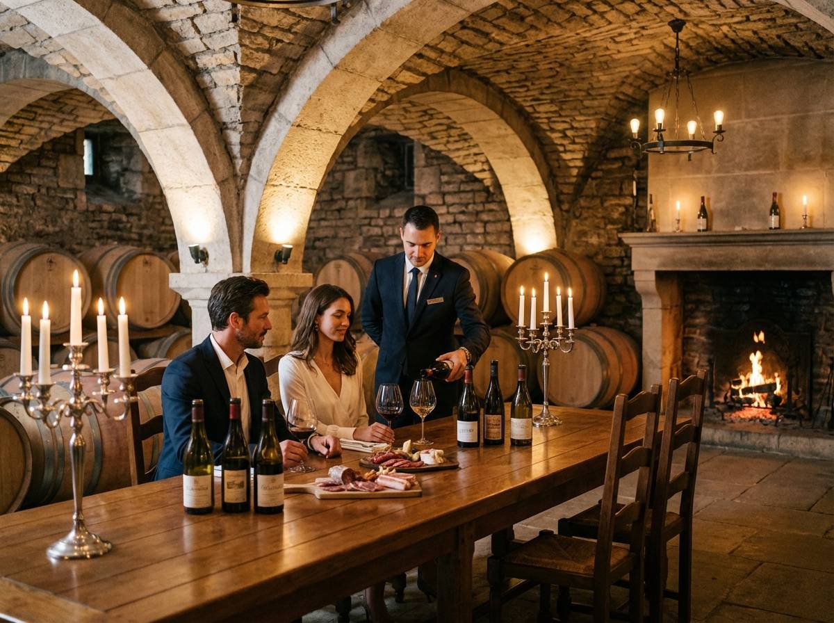 Dégustation privée dans une cave voûtée bourguignonne